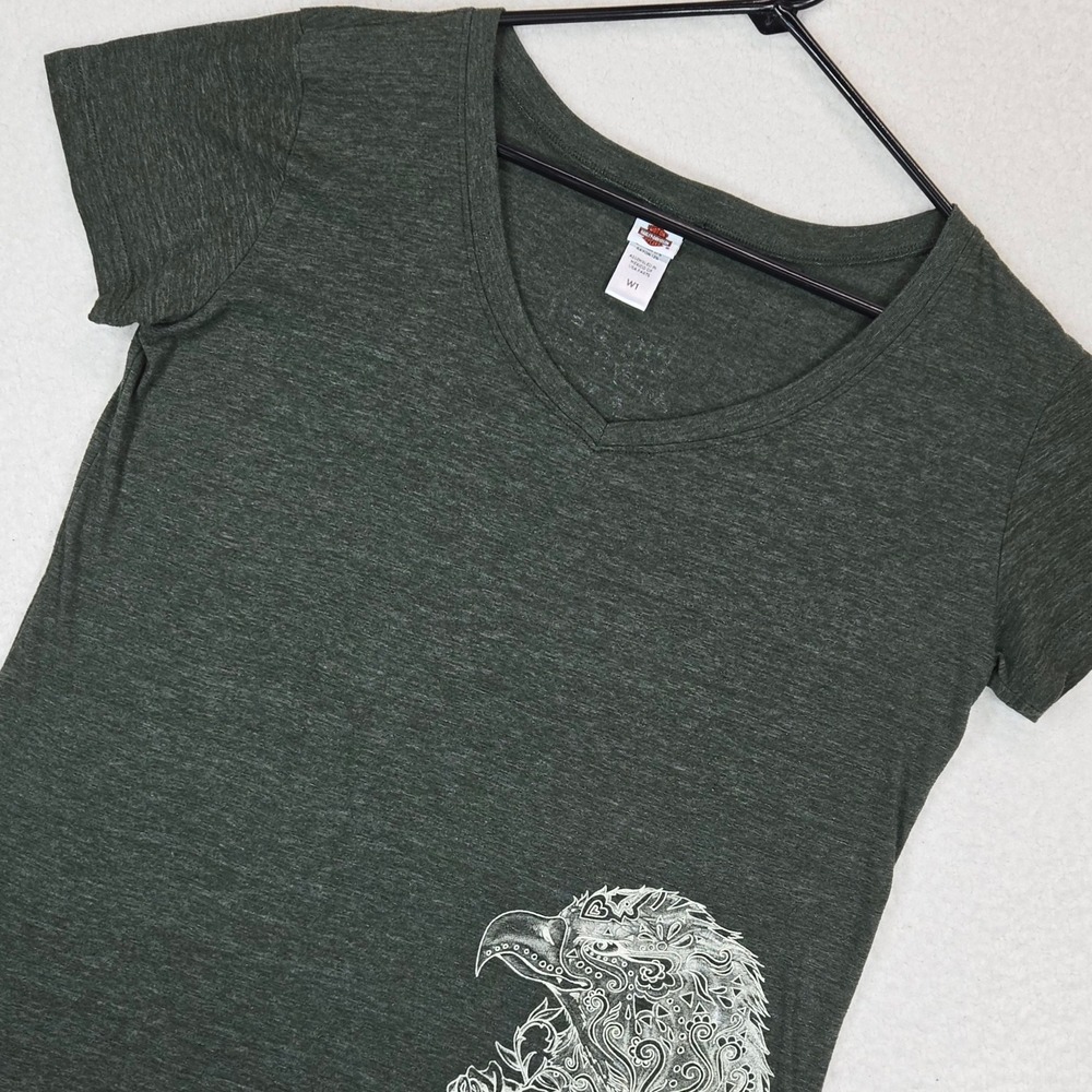 Harley-Davidson Graphic T-Shirt Womens XL Gray V-Neck Eagle Pig Trail Arkansas